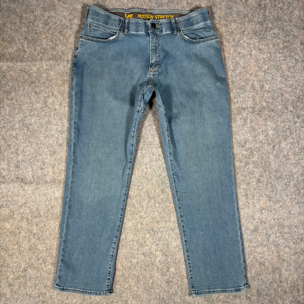 Lee Motion Stretch Jeans Mens 36x29 Blue Straight Leg Premium Select 203B003